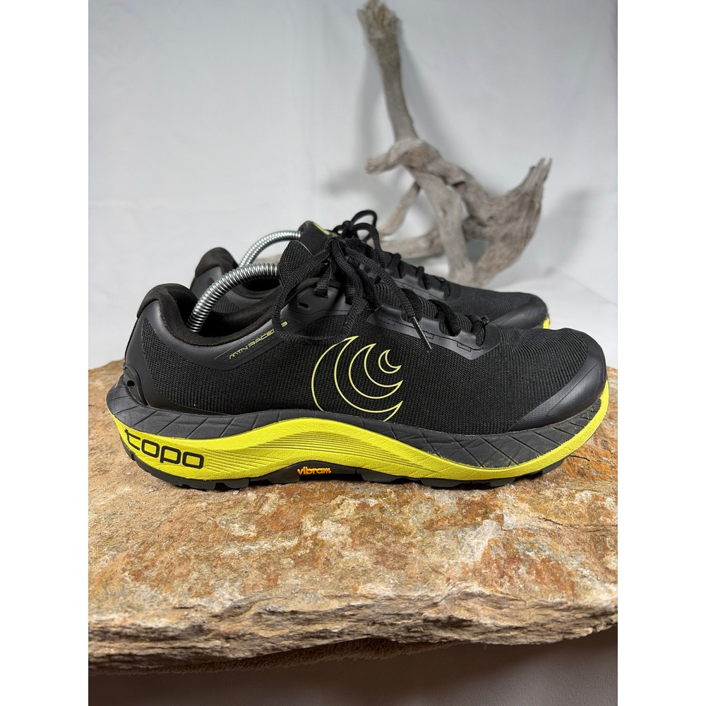 Topo Athletic MTN Racer 3 Mens Black Yellow Trail Running Shoes Vibram US 10.5